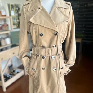 Calvin Klein Beige Double Breasted Trench Coat -Small